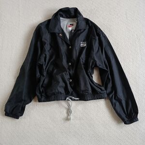 nike ♡ vintage windbreaker y2k 90s black nylon tie front button down